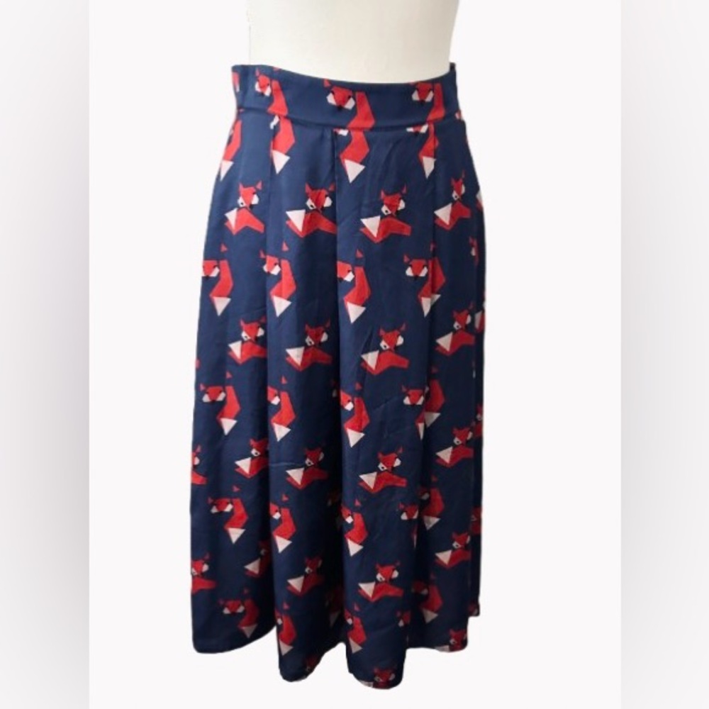 Meme Road FOX!!! Fall Blue Red Skirt Patterned Autumn Animal Small Foxes
